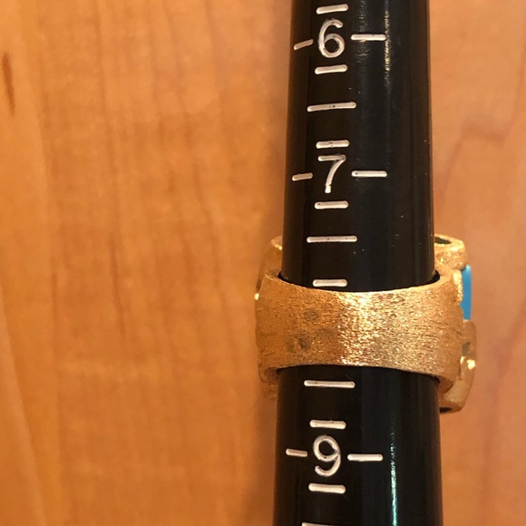 Blue Howlite Gold Statement Ring - Picture 14 of 15